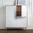 Moritz Hall Cabinet - 4 Door - White - Oak Effect