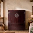 Unique One of a Kind - Carved Storage Cabinet - 2 Door - 2 Drawer - Oriental Style - Dark Brown - Lacquered Pine Wood