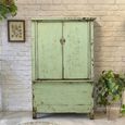 Unique One of a Kind - Distressed Storage Cabinet - 2 Door - Vintage Green - Lacquered Pine Wood