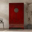 Handcrafted Storage Cabinet - 2 Door - 4 Drawer - Oriental Style - Red - Wooden