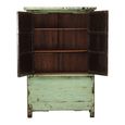 Unique One of a Kind - Distressed Storage Cabinet - 2 Door - Vintage Green - Lacquered Pine Wood