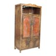 Unique One of a Kind - Distressed Storage Cabinet - 5 Door - Orange - Glass and Wood