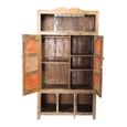 Unique One of a Kind - Distressed Storage Cabinet - 5 Door - Orange - Glass and Wood