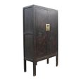 Hand Painted Storage Cabinet - 2 Door - Oriental Style - Rich Black - Wooden