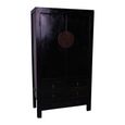 Handcrafted Storage Cabinet - Carved - 2 Door - 4 Drawer - Oriental Style - Black - Wooden