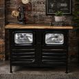 Truck Black Metal and Wood 2 Door Cabinet thumbnail