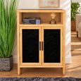 Wood and Black Glass Storage 2 Door Cabinet thumbnail