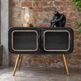 Retro Black Metal 2 Door Small Cabinet with Gold Legs thumbnail