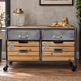 Storage 4 Drawer Cabinet Industrial Wood and Metal thumbnail