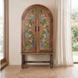 Silex Hand Painted Multi Colour Mango Wood Arched 2 Door Hall Cabinet thumbnail
