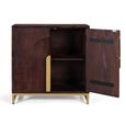 Flora Walnut Fluted Mango Wood 90cm 2 Door Hall Cabinet thumbnail 3