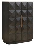 Claremont Dark Wood 2 Door Geometric Cabinet with Travertine Top