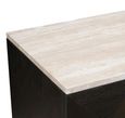 Claremont Dark Wood 2 Door Geometric Cabinet with Travertine Top