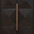 Claremont Dark Wood 2 Door Geometric Cabinet with Travertine Top