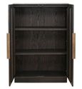Claremont Dark Wood 2 Door Geometric Cabinet with Travertine Top