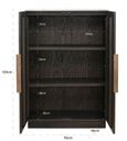 Claremont Dark Wood 2 Door Geometric Cabinet with Travertine Top