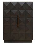 Claremont Dark Wood 2 Door Geometric Cabinet with Travertine Top