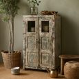 Distressed Hall Cabinet - 2 Door - Multi-Tone - Glass and Wood