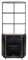 Hampton Travertine Beige 2 Door Hall Cabinet with Black Fluted Base