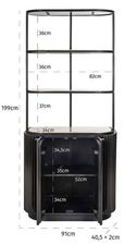 Hampton Travertine Beige 2 Door Hall Cabinet with Black Fluted Base