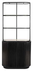 Hampton Travertine Beige 2 Door Hall Cabinet with Black Fluted Base