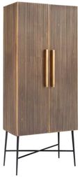 Ironville Brass Ribbed 2 Door Tall Cupboard
