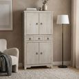 Lumen Distressed White Washed Mango Wood 2 Door 3 Drawer Hall Cabinet thumbnail