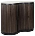 Mayfield White Marble Top 1 Door Bar Cabinet - Dark Wood Fluted Base