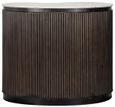 Mayfield White Marble Top 1 Door Bar Cabinet - Dark Wood Fluted Base