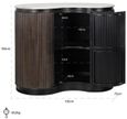 Mayfield White Marble Top 1 Door Bar Cabinet - Dark Wood Fluted Base