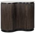Mayfield White Marble Top 1 Door Bar Cabinet - Dark Wood Fluted Base