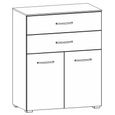 Aditio Cupboard - 2 Door  with 2 Top Drawer - Metallic Dark Grey & Champagne