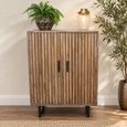 Slatted Fir Wood 2 Door Cabinet thumbnail