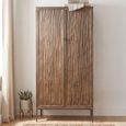 Tacca Carved Cabinet - 2 Door - Brown - Distressed Wood and Metal