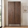 Tacca Carved Cabinet - 2 Door - 2 Drawer - Brown - Distressed Wood and Metal