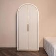 Tivoli Fluted White Ceramic 2 Door Arched Hall Cabinet with Gold Trim thumbnail