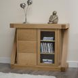 Z Designer Oak Glazed 1 Door 3 Drawer Cabinet thumbnail