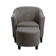 Derby Armchair - Grey Faux Leather with Footstool