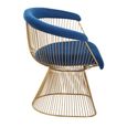 Anzio Chair - Navy Blue Velvet Fabric with Brushed Gold Base