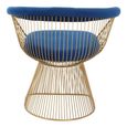 Anzio Chair - Navy Blue Velvet Fabric with Brushed Gold Base