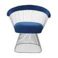 Anzio Chair - Navy Blue Velvet Fabric with Brushed Silver Base