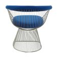 Anzio Chair - Navy Blue Velvet Fabric with Brushed Silver Base