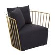 Azalea Lounge Chair - Black Fabric with Gold Metal Frame
