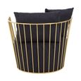 Azalea Lounge Chair - Black Fabric with Gold Metal Frame
