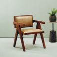 Buffalo Armchair - Beige - Leather with Wood
