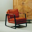 Buffalo Armchair - Tan - Leather with Black Metal