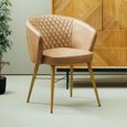 Buffalo Chair - Grey - Leather with Gold Metal Legs