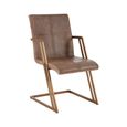 Buffalo Accent Chair - Swivel - Grey - Leather with Gold Metal