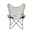 Buffalo Butterfly Chair - White and Black Cowhide