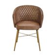 Buffalo Chair - Grey - Leather with Gold Metal Legs